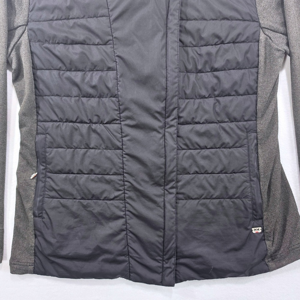 Helly Hansen Hybrid Puffer Jacket Herringbone Quilted Funnel Neck Black Women L - Picture 10 of 16